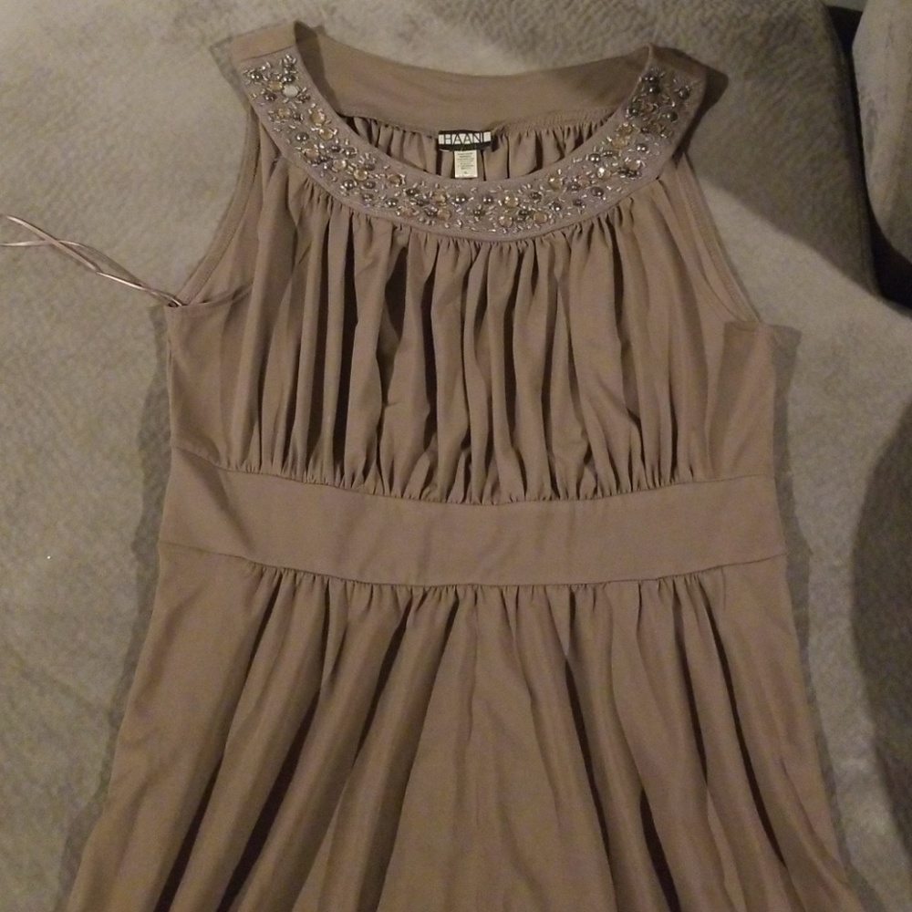 Tan Beaded Maxi Dress